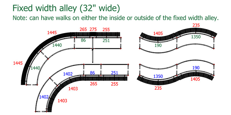 Non-Adjustable alley walkways