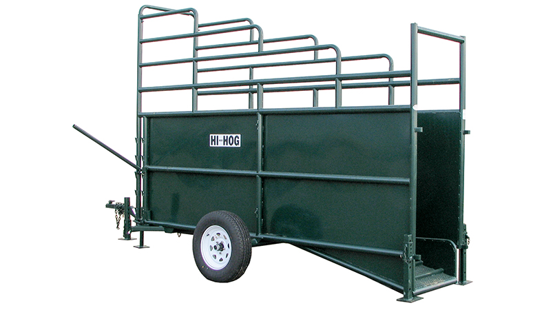 Hi-Hog's portable livestock loading chute with adjustable ramp