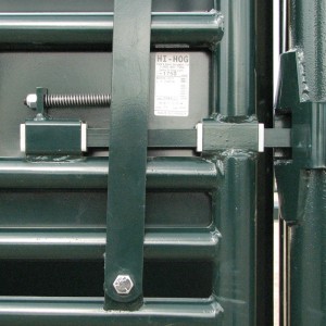 The closure latch on a Hi-Hog Rodeo Equipment Bucking Chute is secure and easy to operate.