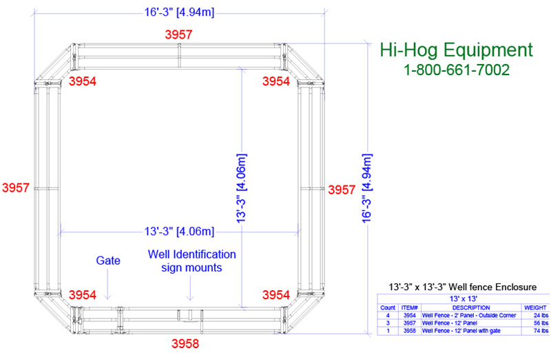 Sample 07 - 13'- 3" x 13'-3" Hi-Hog Wellhead Enclosure